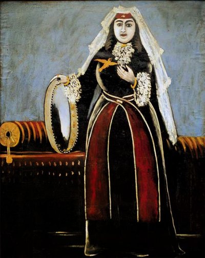 A Georgian Woman with Tambourine by Niko Pirosmani